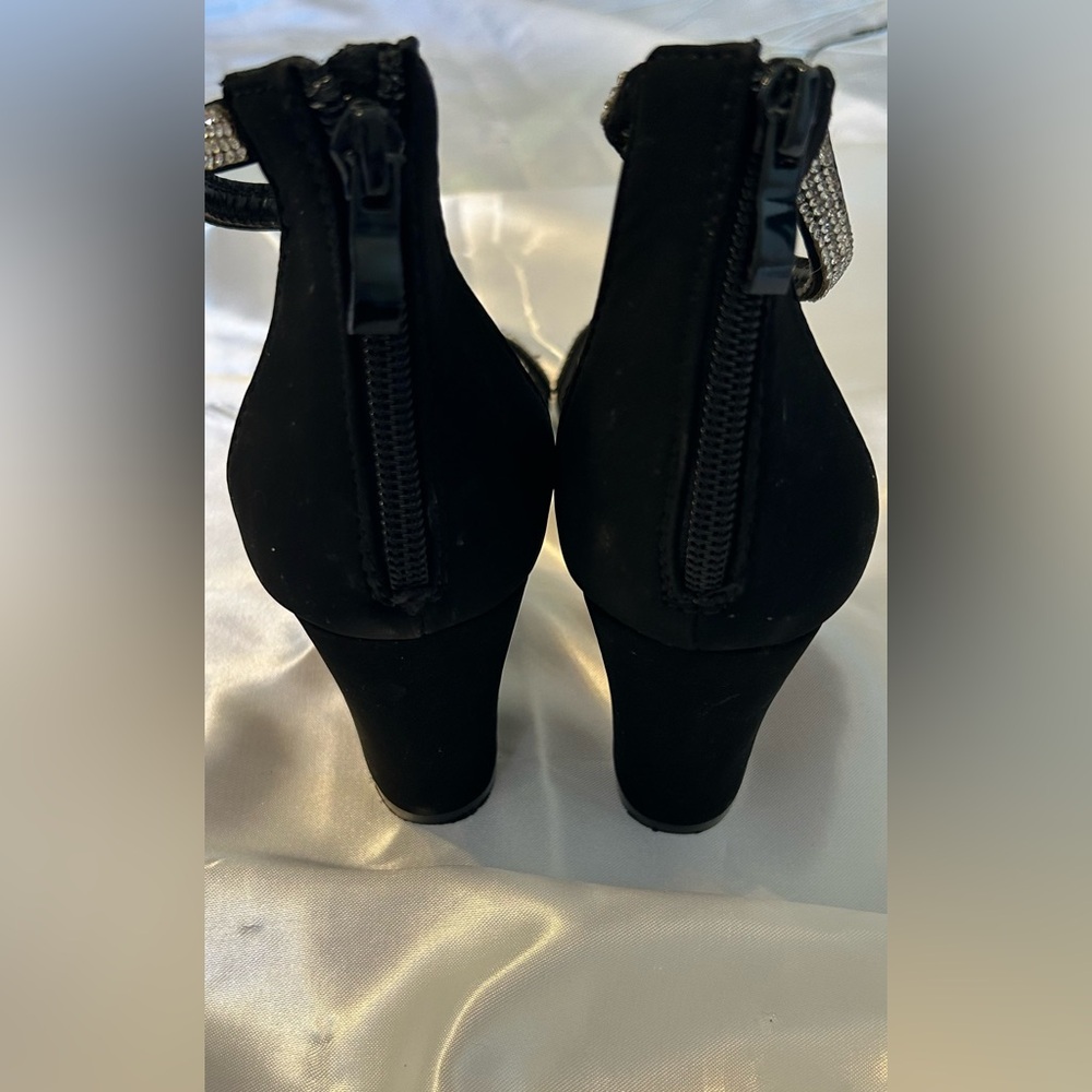 Top Moda Women's Size 7.5 Open Toe 3.5” Black Ankle Strap Sandals Formal Party - Picture 5 of 8